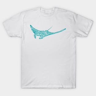 Turquoise tattoo style manta ray T-Shirt